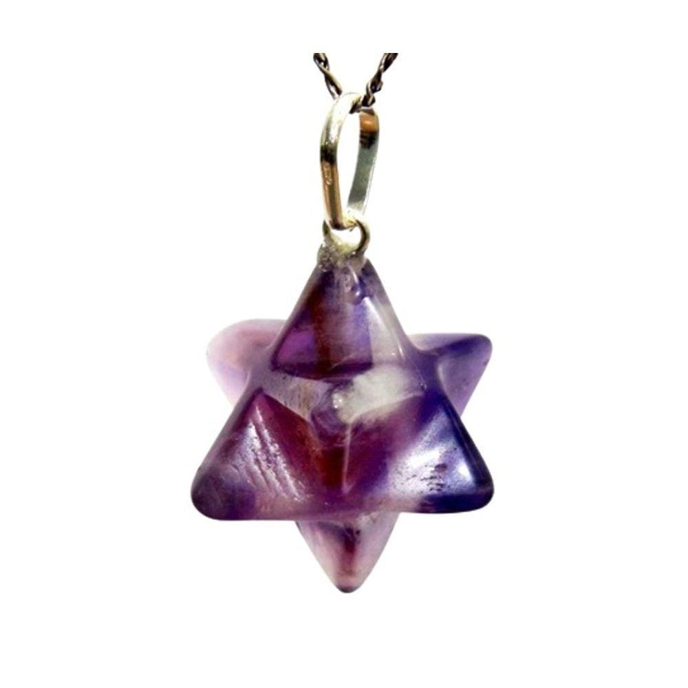 Colar Merkaba Pedra Ametista Extra Argola Prata 950