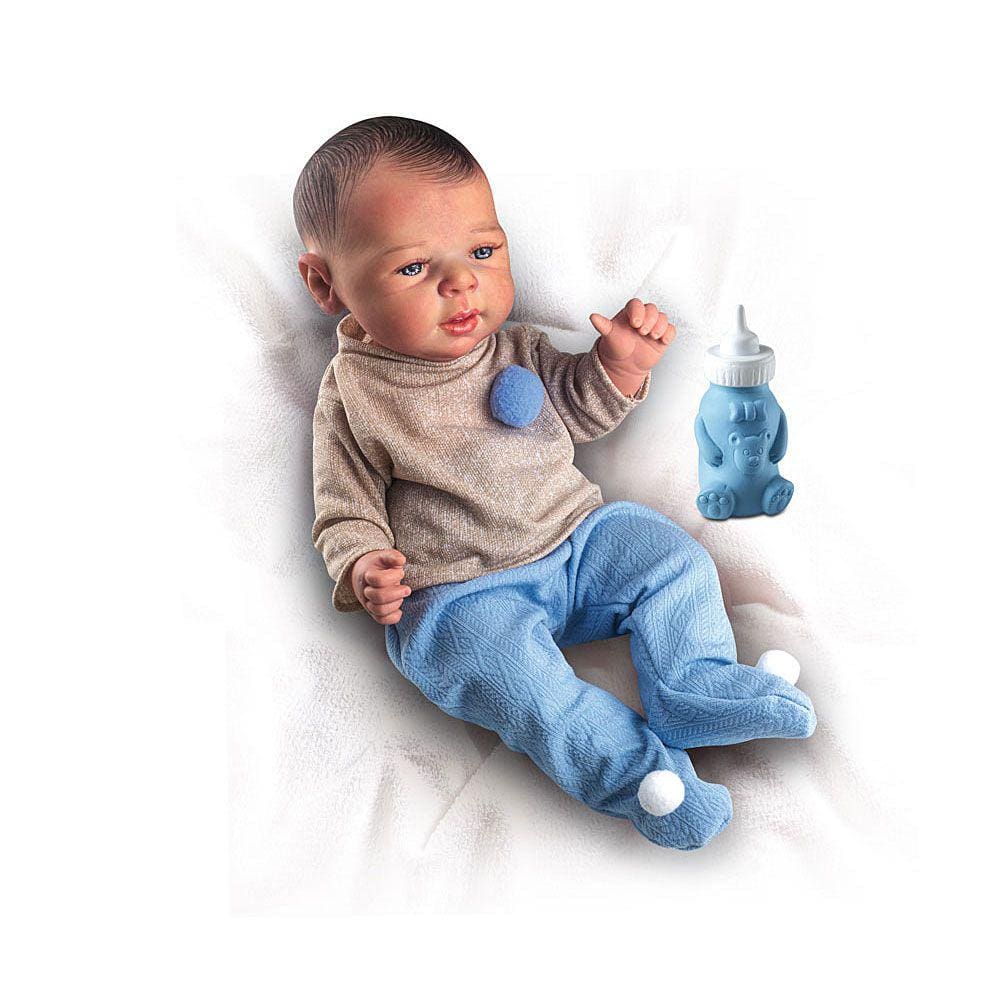 Boneco Bebê Reborn Menino Silicone 40cm Olhos Azuis