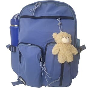 Mochila Escolar Com Pelúcia Azul 2037