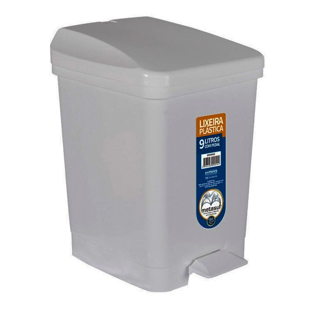 Lixeira Plástica com Pedal 9 Litros Cinza