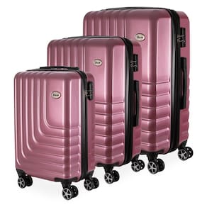 Conjunto de Malas de Viagem Abs Expansível Ika Flex Cadeado Tsa Rodas Duplas 3pcs P/m/g Rosê