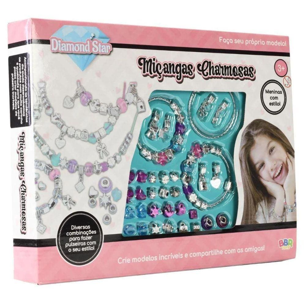 Kit Miçangas Infantil Conjunto Mini Joia Bracelete Pulseiras