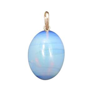 Colar Cabochão Pedra da Lua Opalina Castoação Pino Prata 950