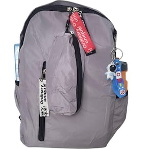 Mochila Escolar Feminina Kit Estojo e Chaveiro Cinza ZC8006