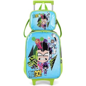 Kit Mochila Rodinhas Lancheira Luxcel Teen Titas Go Verde