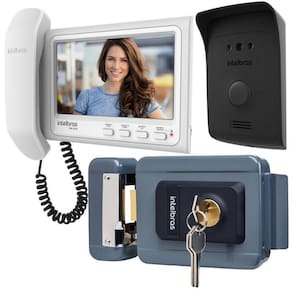 Kit 1 Vídeo Porteiro Interfone Ivr 1070 Hs + 1 Fechadura
