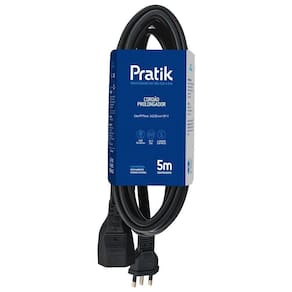 Extensão Pratik Prolongador Cabo PP Plano 3 x 2,50 x 5,0m 20A/220V Preto