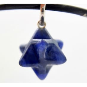 Colar Merkaba Pedra Sodalita Azul Extra Pino Prata 950