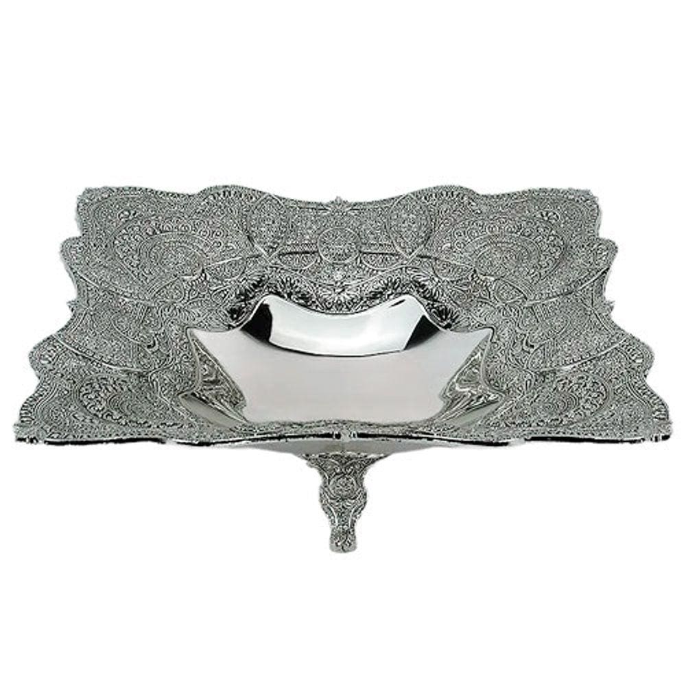 Centro de Mesa em Metal Prateado - 7x18cm - 2449