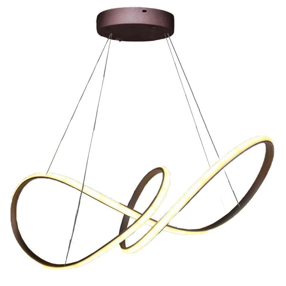 Lustre Luminaria 3 Em 1 Arco Infinito Aneis Pendente Led 49w Luxo Ambiente Sala Quarto Cozinha