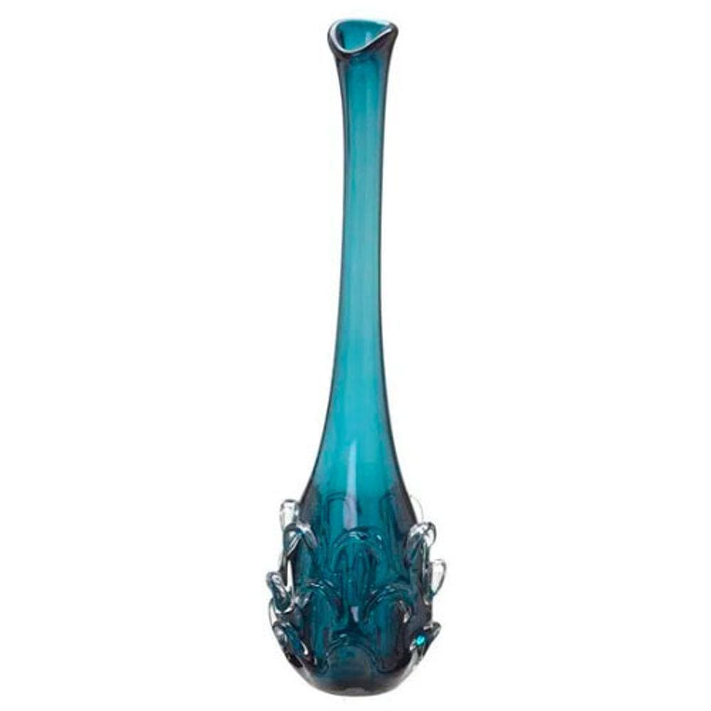 Vaso Decorativo Azul com Relevo - 54x18x11cm - 29035