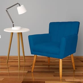 Poltrona Decorativa Para Sala Recepção Cecília Suede Azul Royal - LM DECOR