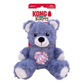 Brinquedo Pelúcia Kong Knots Teddy Com Corda e Apito para Cachorro Pequeno - Azul