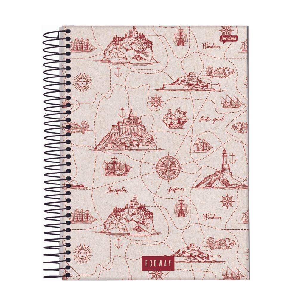 Caderno Espiral Ecoway Mapa 1 Matéria 80 Folhas