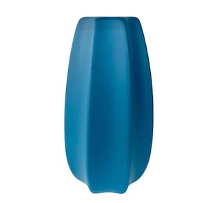 Vaso centro de mesa grande alto relevo moderno azul fosco