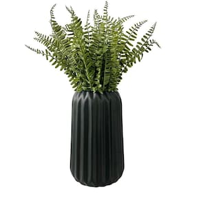 Vaso preto fosco moderno p/ mesa lateral aparador c/ planta