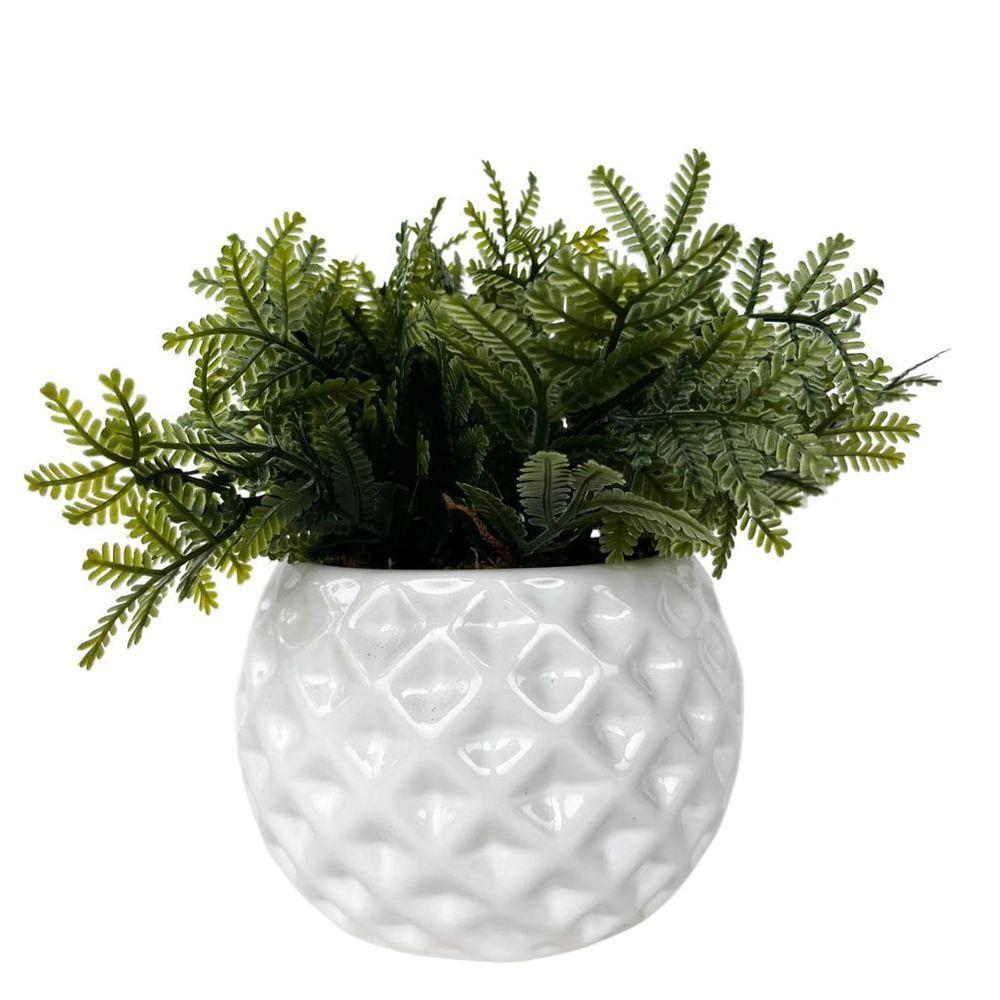 Vaso cachepot branco em alto relevo 3D decoração casa