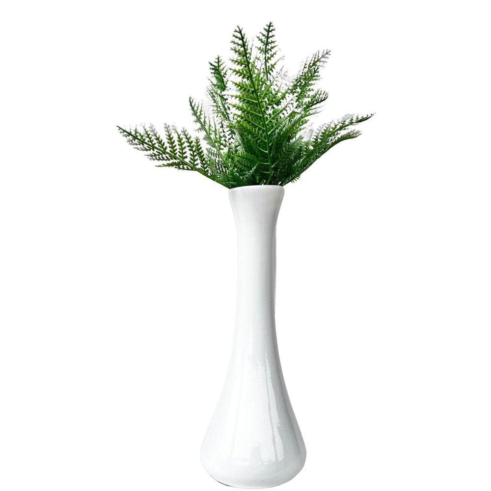 Decoração sala vaso solitário branco com planta moderna