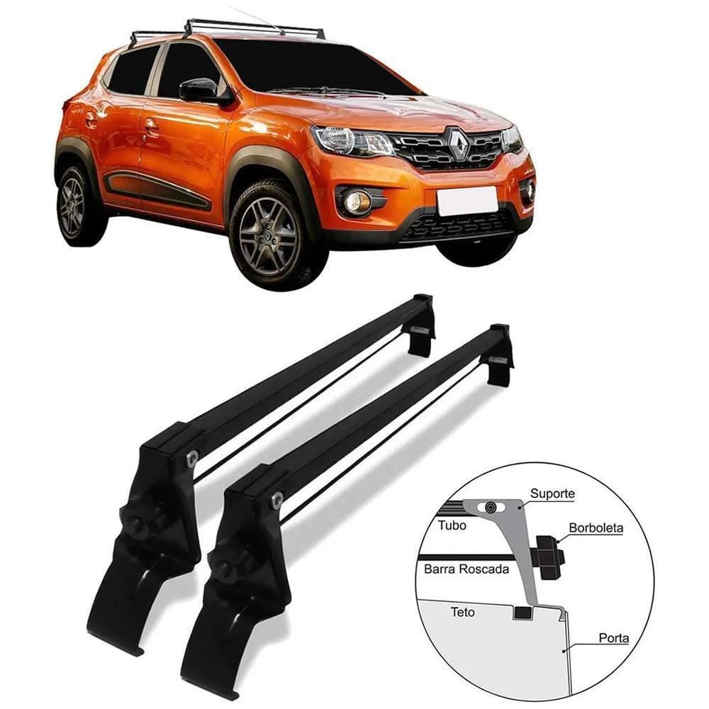 Rack de teto bagageiro vhip Renault Kwid 45kg preto