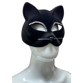 Mascara Feminina Mulher Gato C/ Strass Camurça