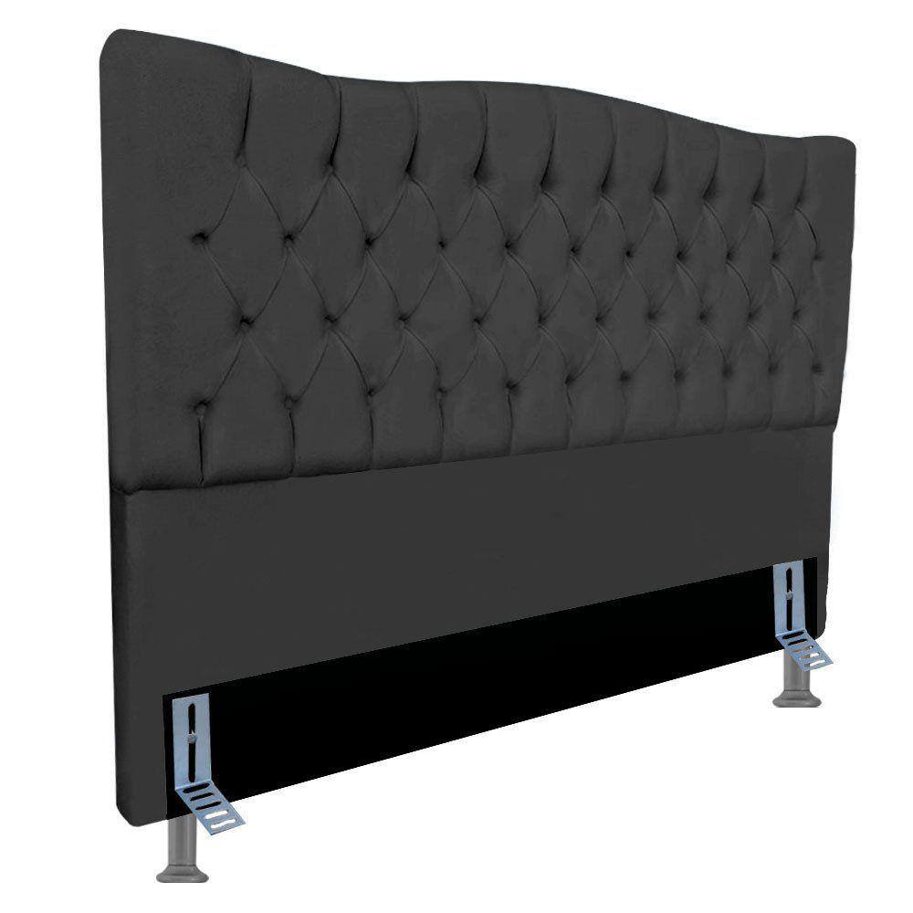 Cabeceira Estofada dunas 1.60 Cama Box Cinza Escuro