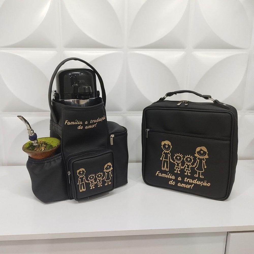 Kit Mateira e Porta Pratos Personalizado Família Feliz - Coutre Bolsas