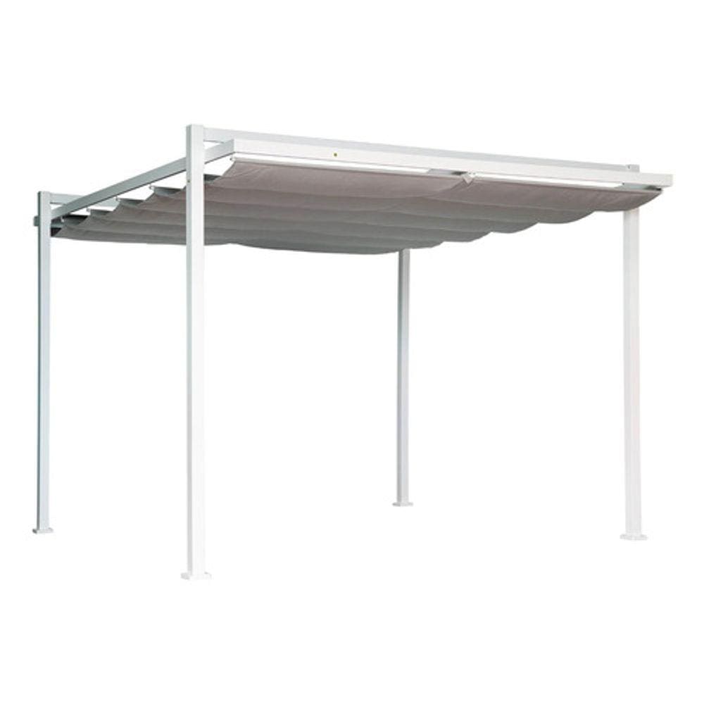 Pergolado Retrátil Aço E Poliester Tenda 3,2x3,6m - White
