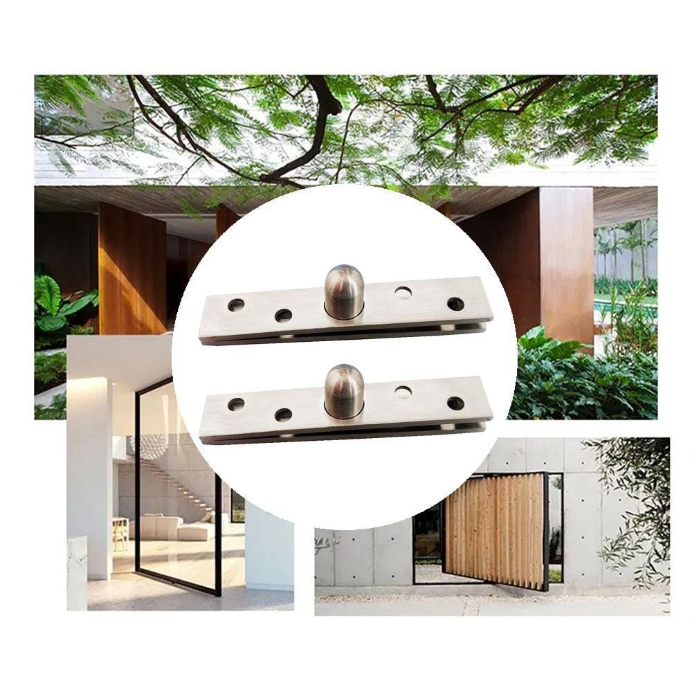 Kit 2 Dobradiças Pino Pivotante Aço Inox Porta Giratória 360° -100x18mm