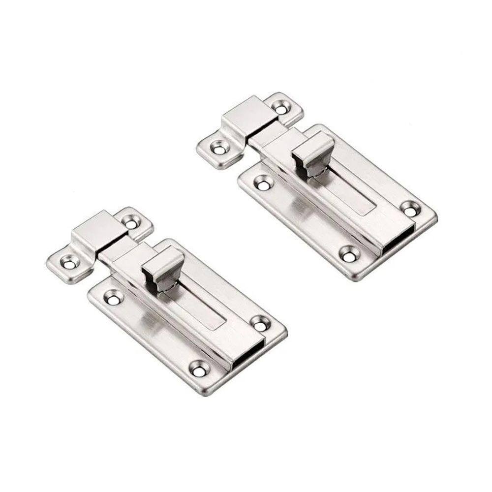 Kit 2 Fechos Travas Tramela Deslizantes de Aço Inoxidável para Porta Armário  6,5cm Fechadura