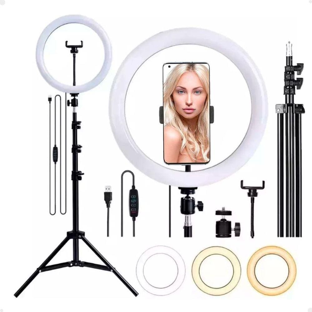 Iluminador Ring Light Lorben Aro De Led 26cm com tripé Selfie Blogueiro Maquiagem