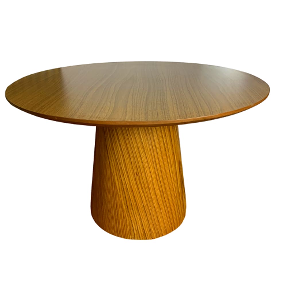 Mesa de Centro Cone Tampo 60 cm em MDF Freijó e Base em Madeira Natural Freijó