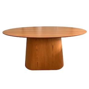 Base para Mesa de Jantar Cone Oval Laminada em Madeira Freijó para Tampos de 198x122 cm até 260x140 cm