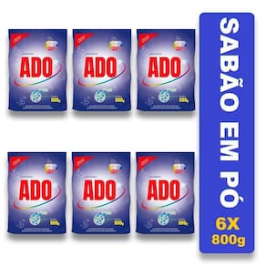 6 Sabão Em Pó Ado Lavagem Perfeita Perfumado Pro 800g