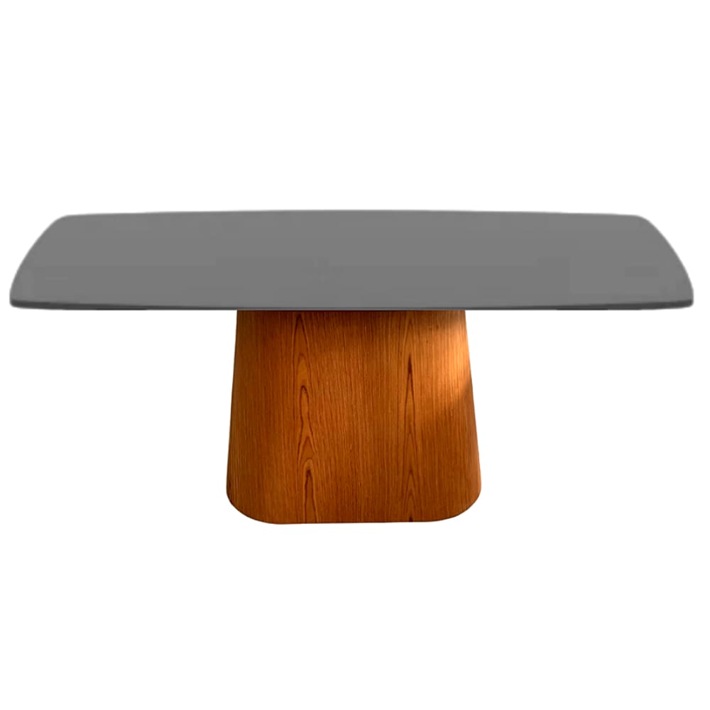 Mesa de Jantar Cone Retangular 200x100 cm Base Oval laminada em Madeira Freijó Tampo Laqueado Preto