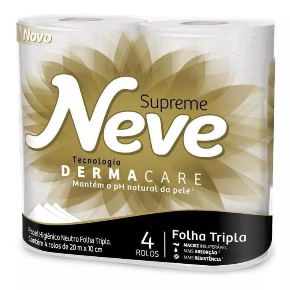 Papel Higienico Neve Neutro Supreme Folhas Tripla Com 4 Unidades