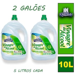 2 Vinagre De Álcool Castelo De Limpeza E Bactericida 6% Acidez 5L Aromatizado Maçã Verde