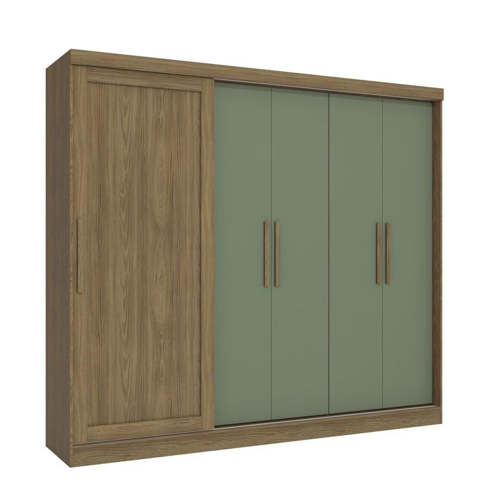 Guarda Roupa Casal Kappesberg 5 Portas 4 Gavetas Marrom Verde
