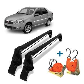 Bagageiro Teto Fiat Siena + Cintas Catraca Vhip 45kg Preto
