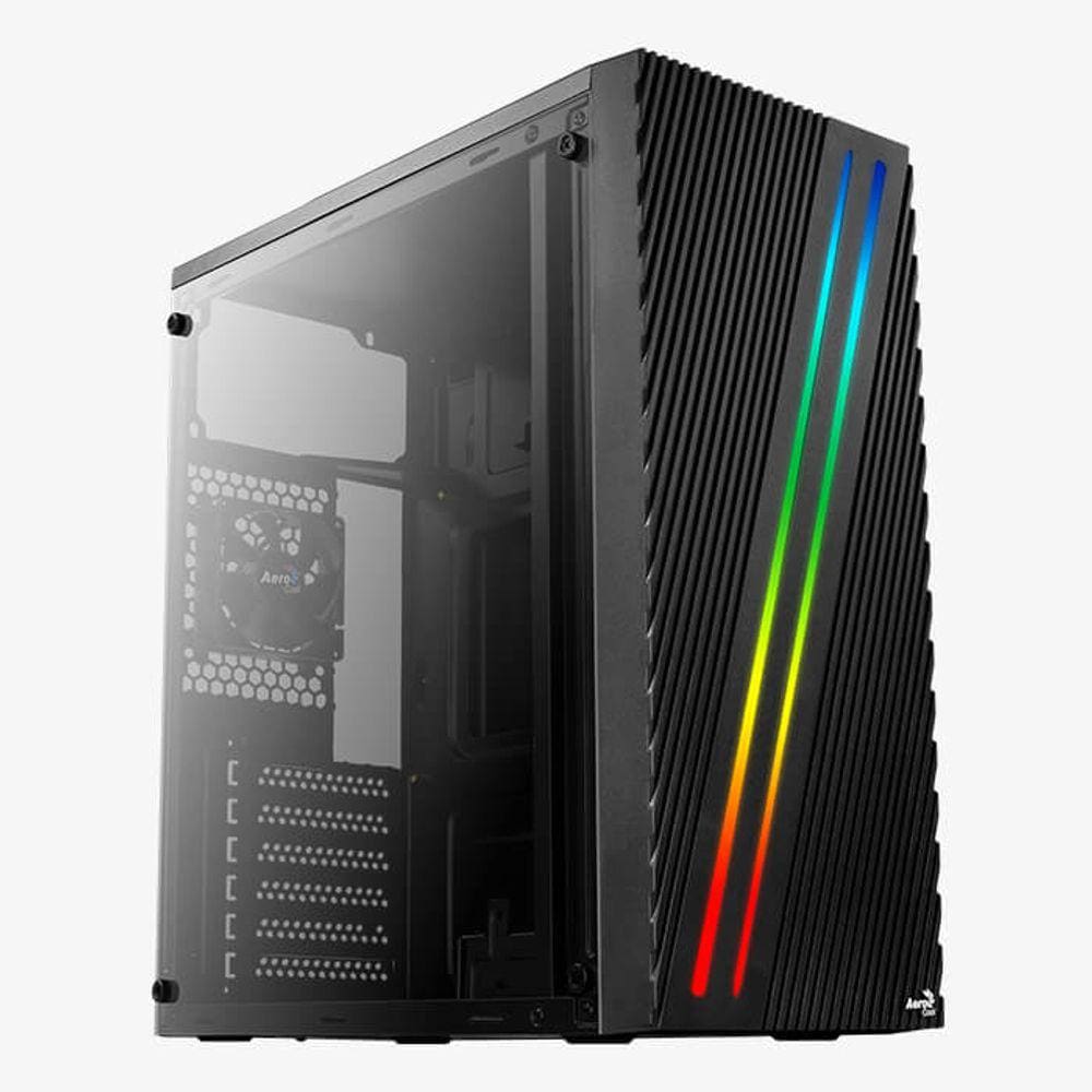 Gabinete Gamer Aerocool Streak V1 RGB ATX Preto S/Fan