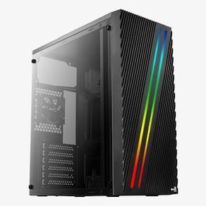 Gabinete Gamer Aerocool Streak V1 RGB ATX  Preto S/Fan