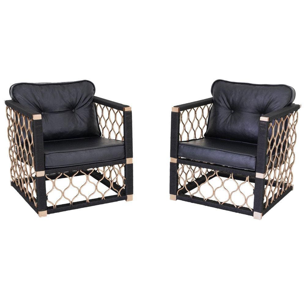 Kit com 2 Poltronas em Alumínio e Corda Naútica Área, Jardim, Piscina Trama