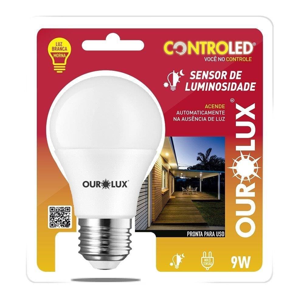 Lampada Inteligente Ourolux Controled Sensor De Luminosidade 9W 2,7K