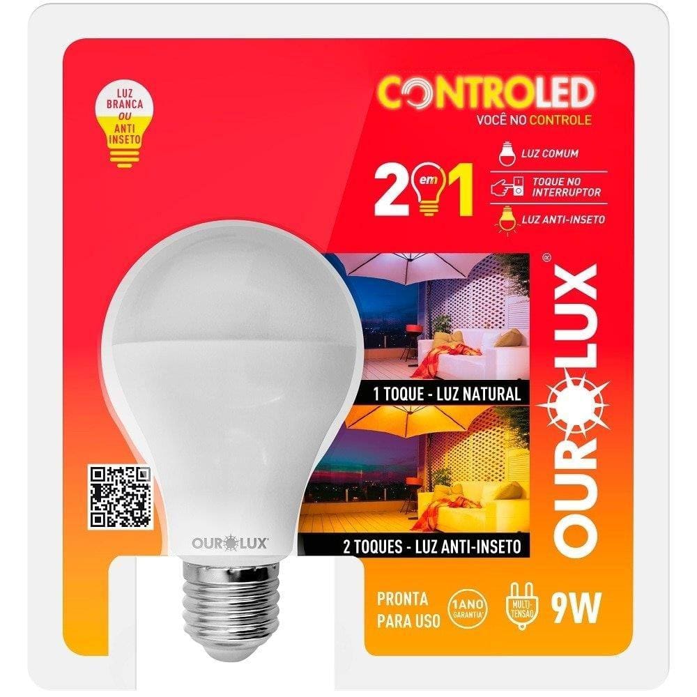 Lampada Inteligente Ourolux Controled 2Em1 Luz Branca 9W 6,5K Ou Anti Inseto