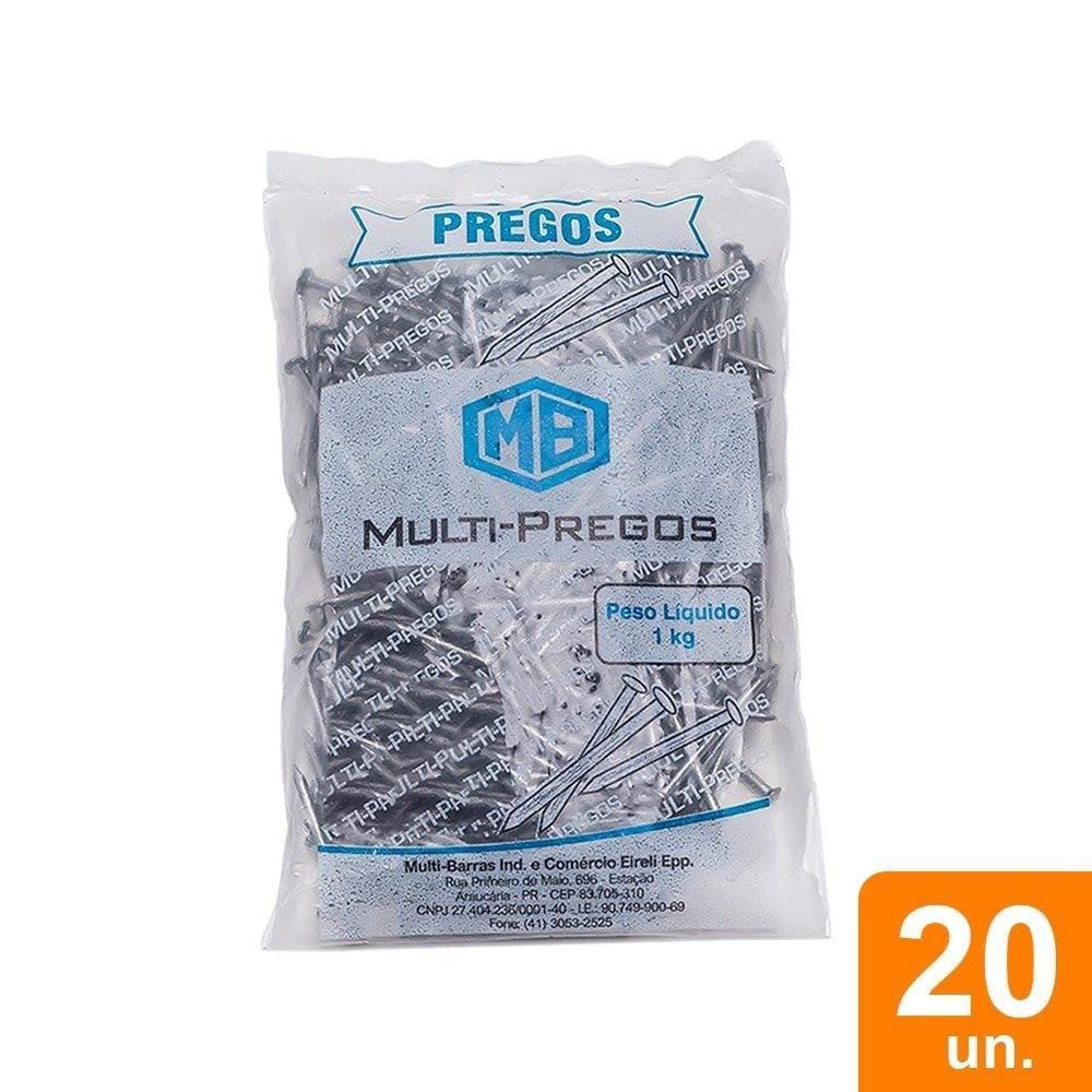 Prego Multibarras Multi-Pregos com Cabeça Polido 19X33 3X9 1Kg - Embalagem com 20 Unidades