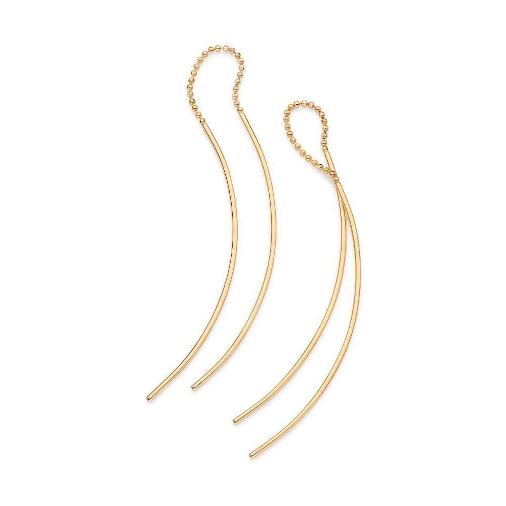 Brinco Rommanel Folheado Ouro 18k Fios Lisos & Corrente