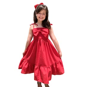 Vestido Infantil Vermelho Mid Laço