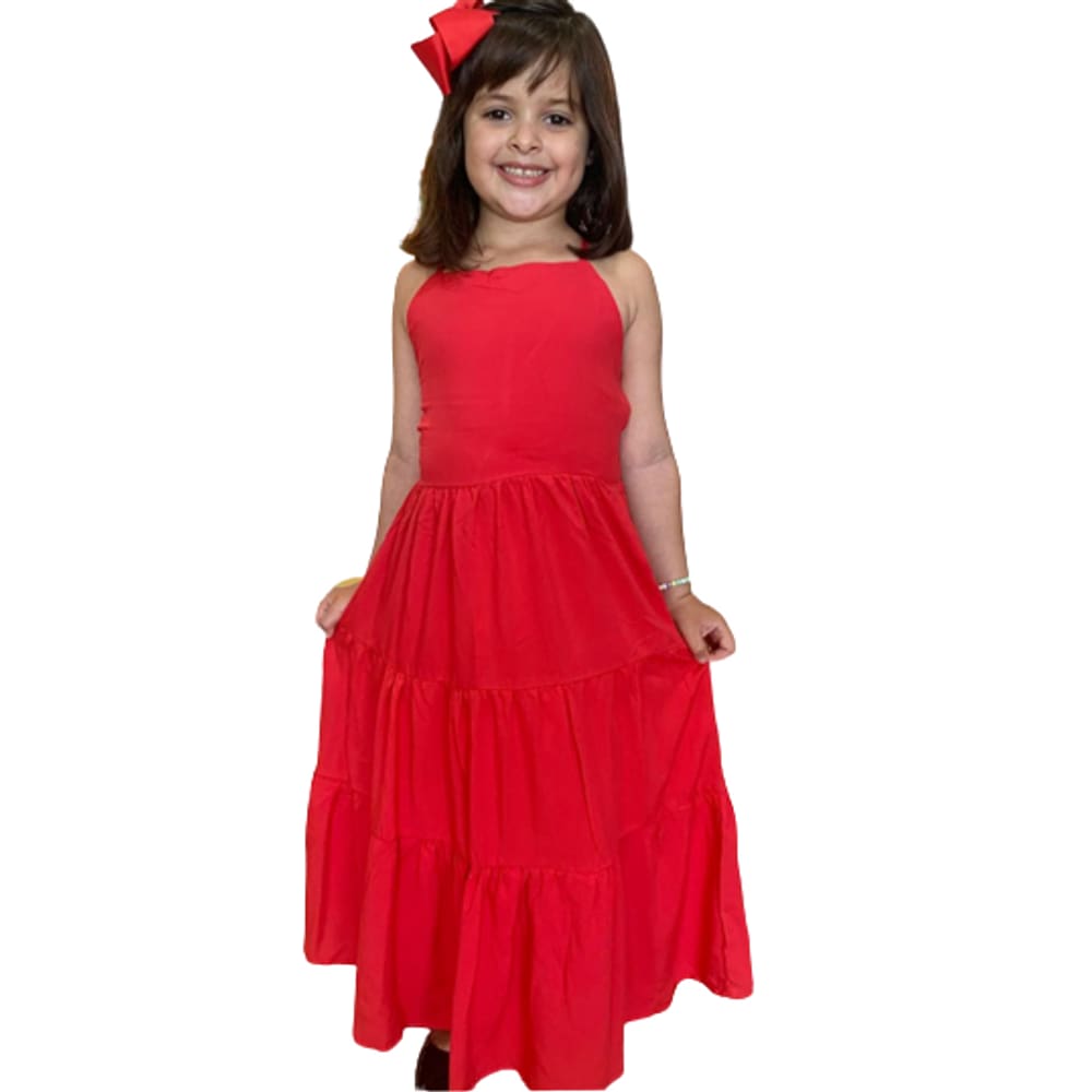 Vestido Infantil Longo Vermelho Love