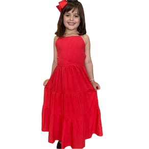 Vestido Infantil Longo Vermelho Love