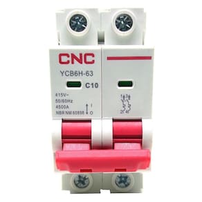 Disjuntor YCB6H-63 Bipolar Curva C 10A - 230/400V - Trilho DIN