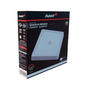 Plafon Painel Avant LED Quadrado Sobrepor | Sensor de Presença, 18W, 22cm, 1080 Lúmens